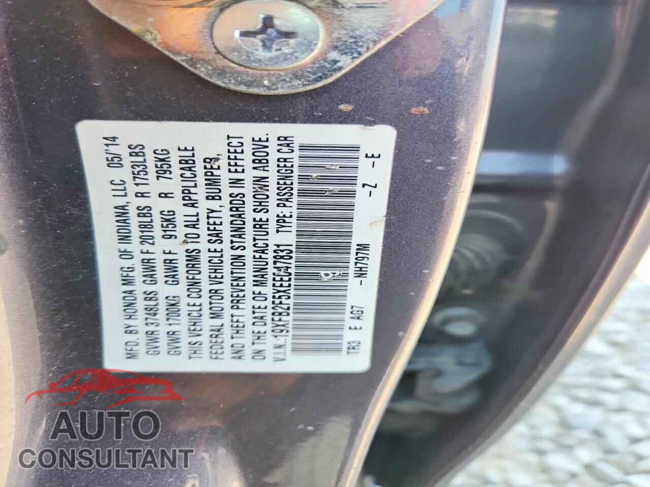 HONDA CIVIC 2014 - 19XFB2F5XEE047831