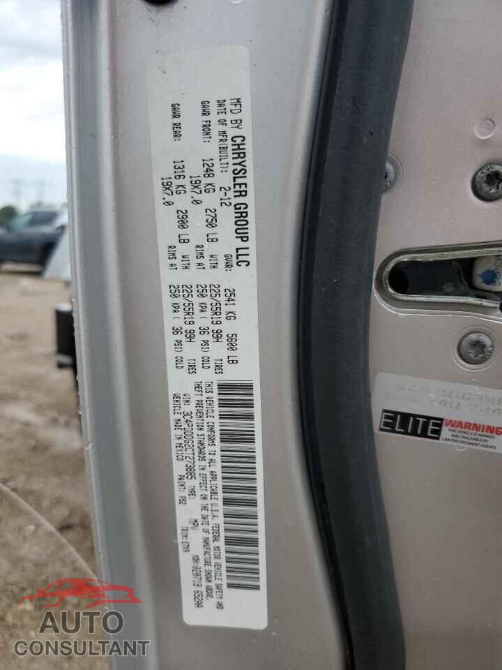 DODGE JOURNEY 2012 - 3C4PDDDG2CT273885