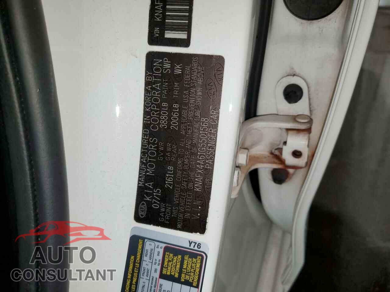 KIA FORTE 2016 - KNAFX4A61G5501568