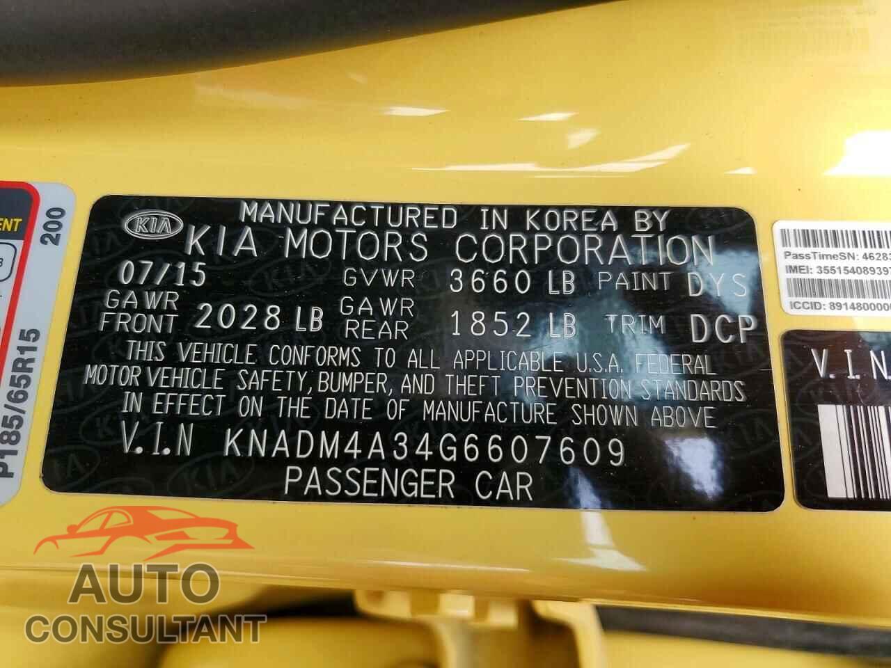 KIA RIO 2016 - KNADM4A34G6607609