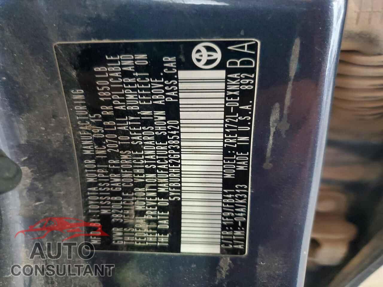 TOYOTA COROLLA 2016 - 5YFBURHE2GP385420