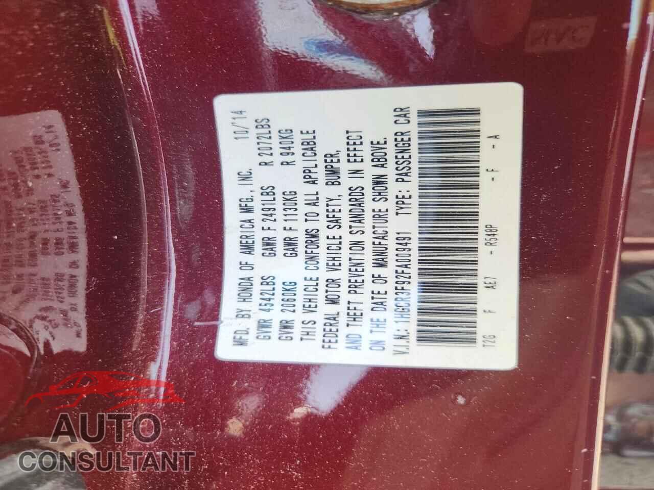 HONDA ACCORD 2015 - 1HGCR3F92FA009491