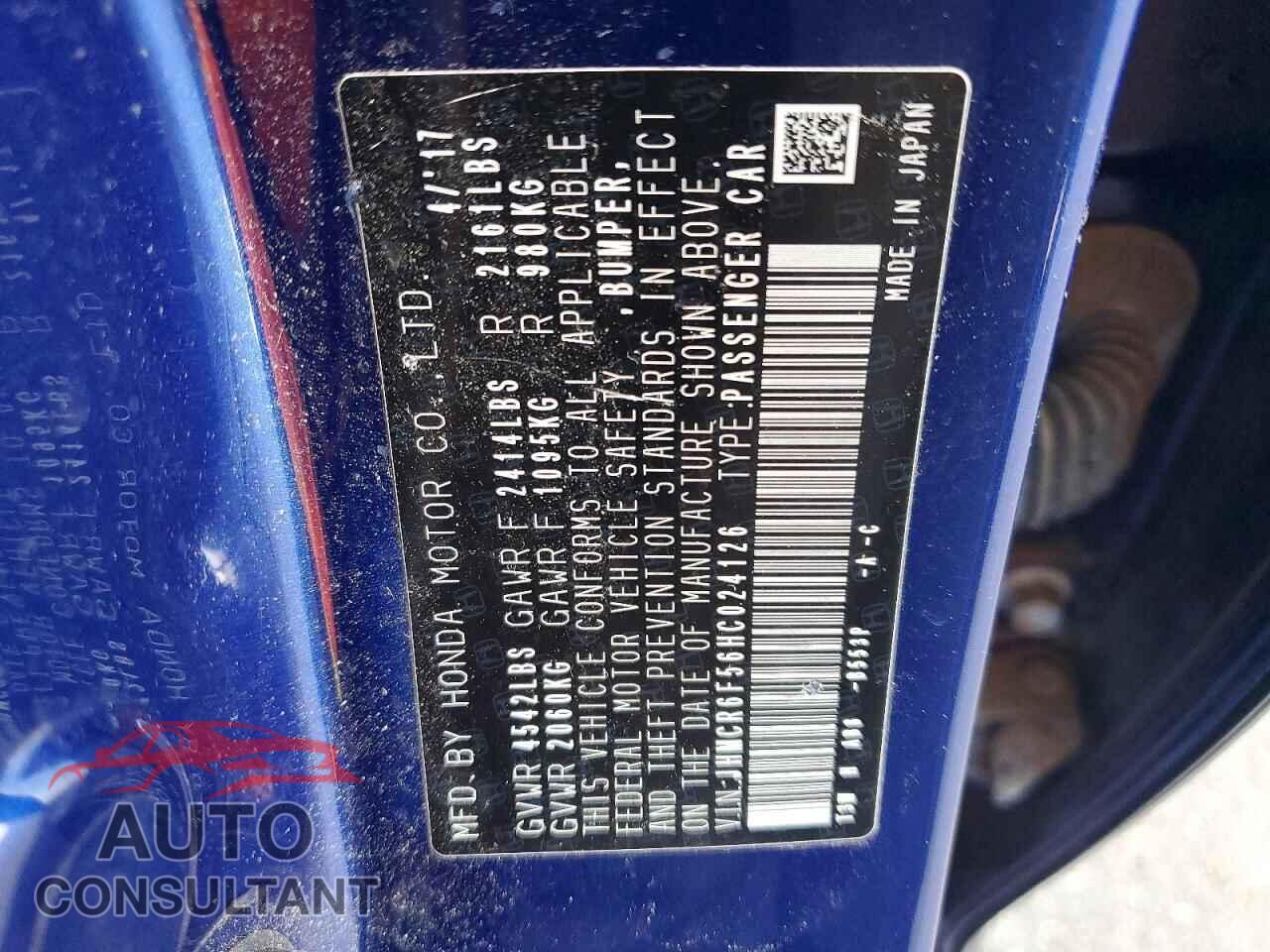 HONDA ACCORD 2017 - JHMCR6F56HC024126