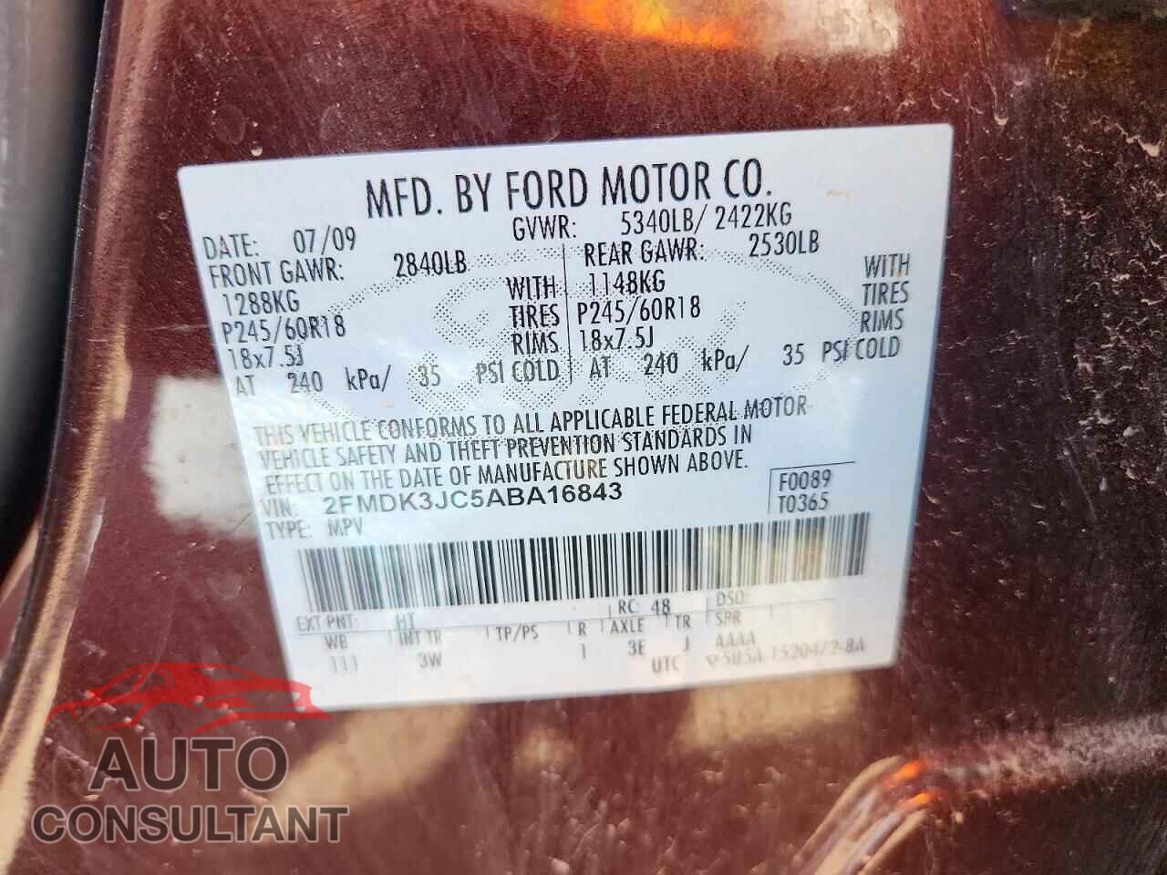 FORD EDGE 2010 - 2FMDK3JC5ABA16843