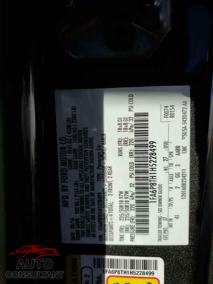 FORD MUSTANG 2017 - 1FA6P8TH1H5228499