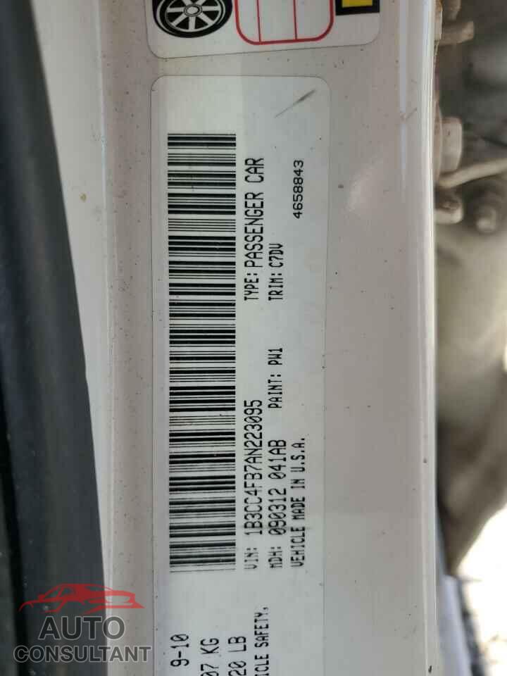 DODGE AVENGER 2010 - 1B3CC4FB7AN223095