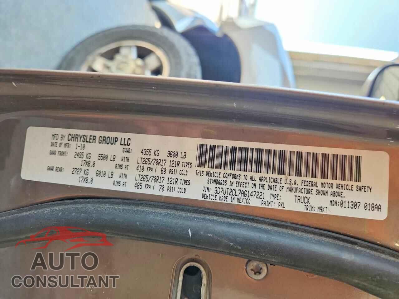 DODGE RAM 2500 2010 - 3D7UT2CL7AG147221