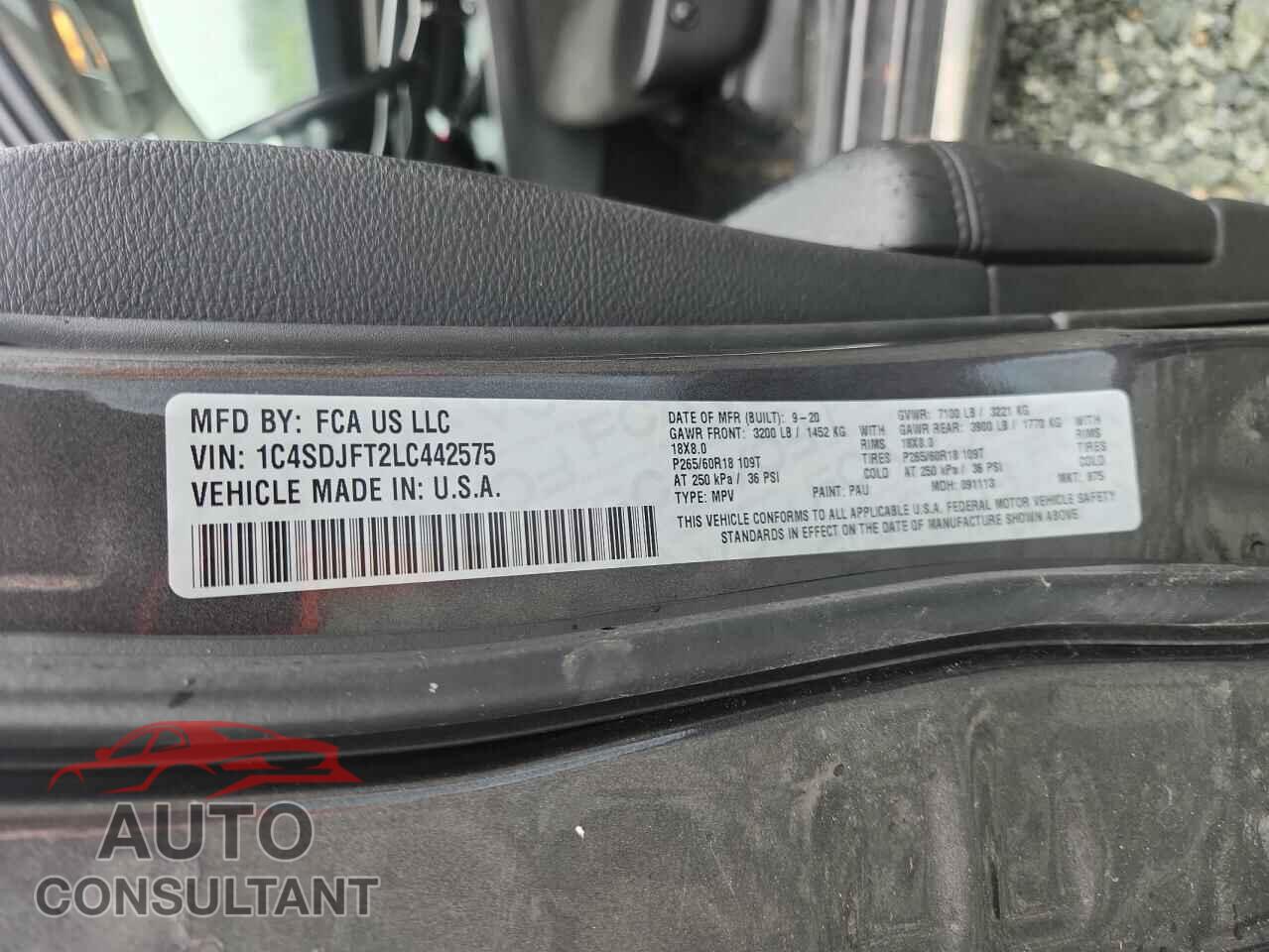 DODGE DURANGO 2020 - 1C4SDJFT2LC442575