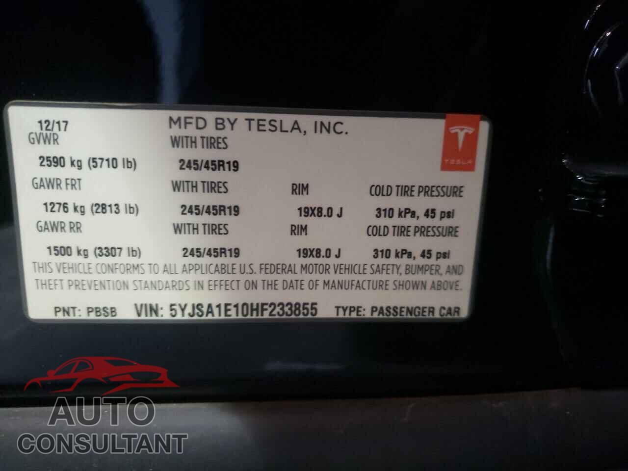 TESLA MODEL S 2017 - 5YJSA1E10HF233855