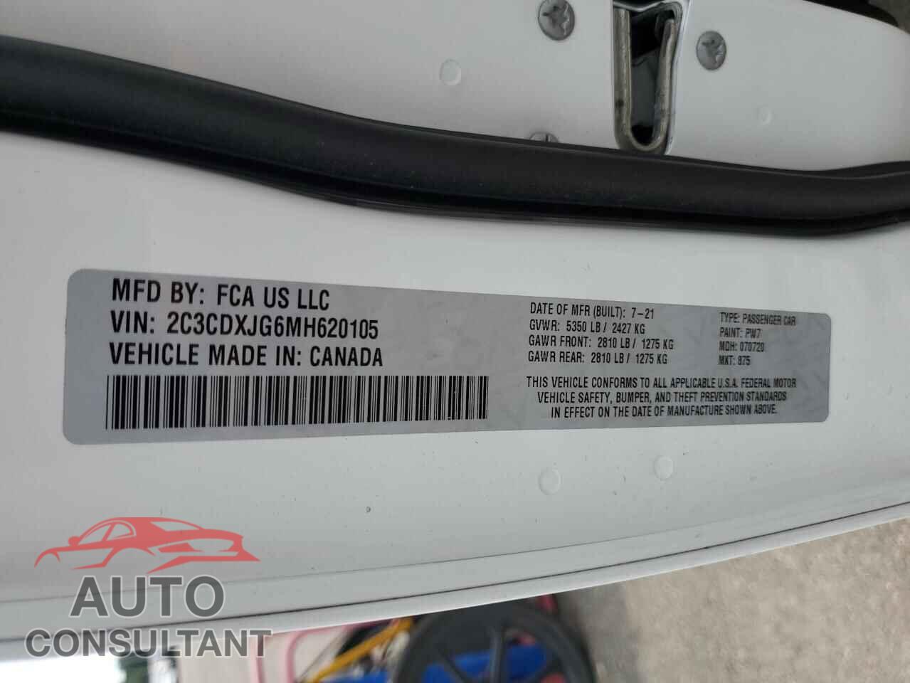 DODGE CHARGER 2021 - 2C3CDXJG6MH620105