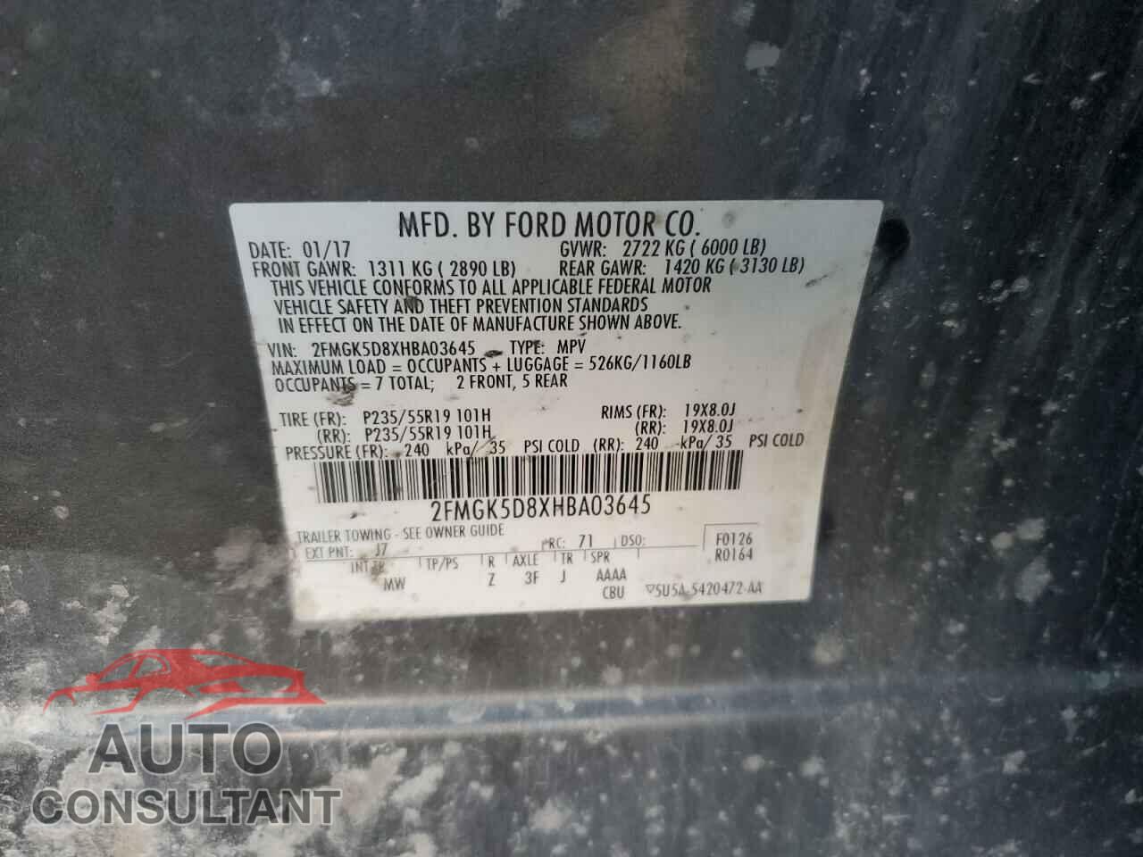 FORD FLEX 2017 - 2FMGK5D8XHBA03645