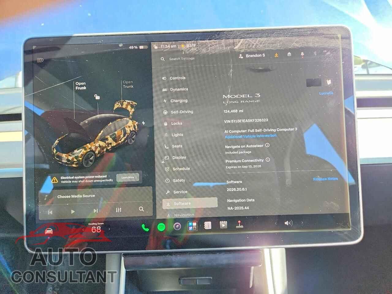 TESLA MODEL 3 2019 - 5YJ3E1EA5KF326323
