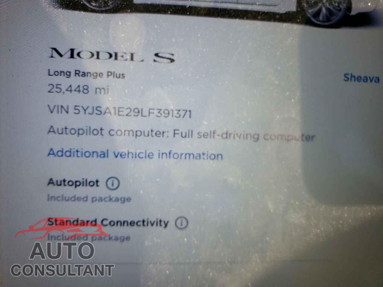 TESLA MODEL S 2020 - 5YJSA1E29LF391371