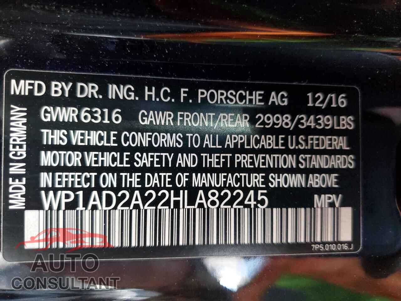 PORSCHE CAYENNE 2017 - WP1AD2A22HLA82245