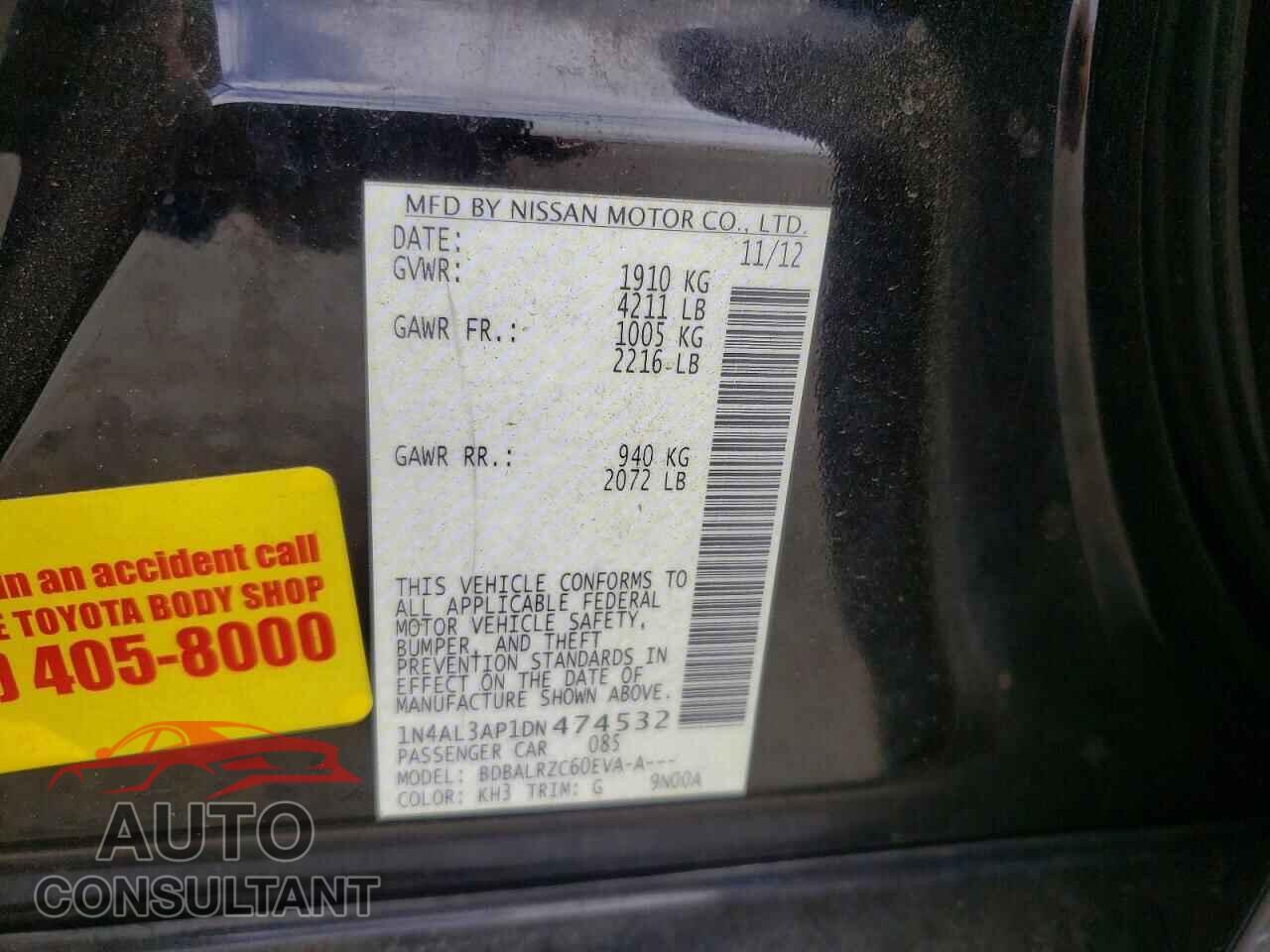 NISSAN ALTIMA 2013 - 1N4AL3AP1DN474532