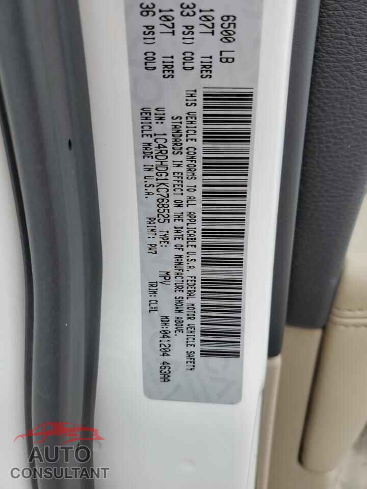 DODGE DURANGO 2019 - 1C4RDHDG1KC768525