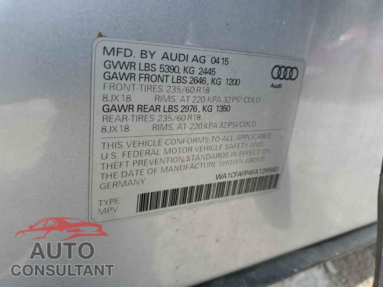 AUDI Q5 2015 - WA1CFAFP4FA126560