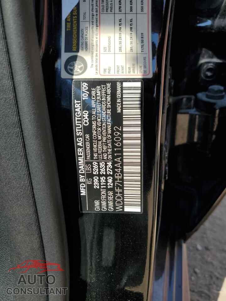 MERCEDES-BENZ E-CLASS 2010 - WDDHF7HB4AA116092