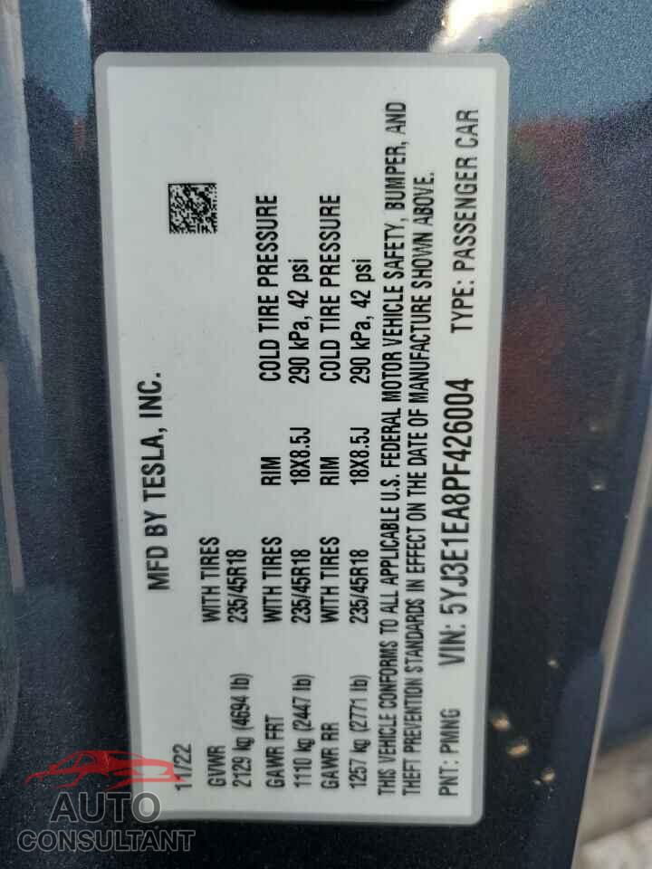 TESLA MODEL 3 2023 - 5YJ3E1EA8PF426004