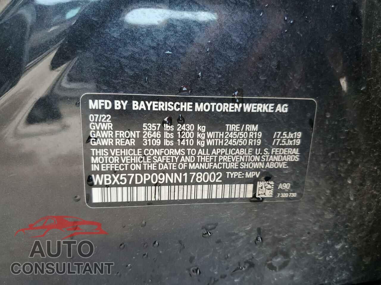 BMW X3 2022 - WBX57DP09NN178002