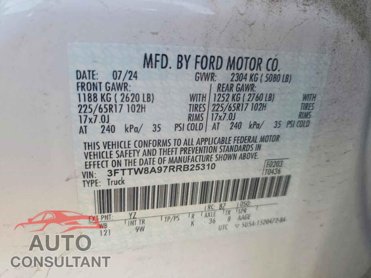 FORD MAVERICK 2024 - 3FTTW8A97RRB25310
