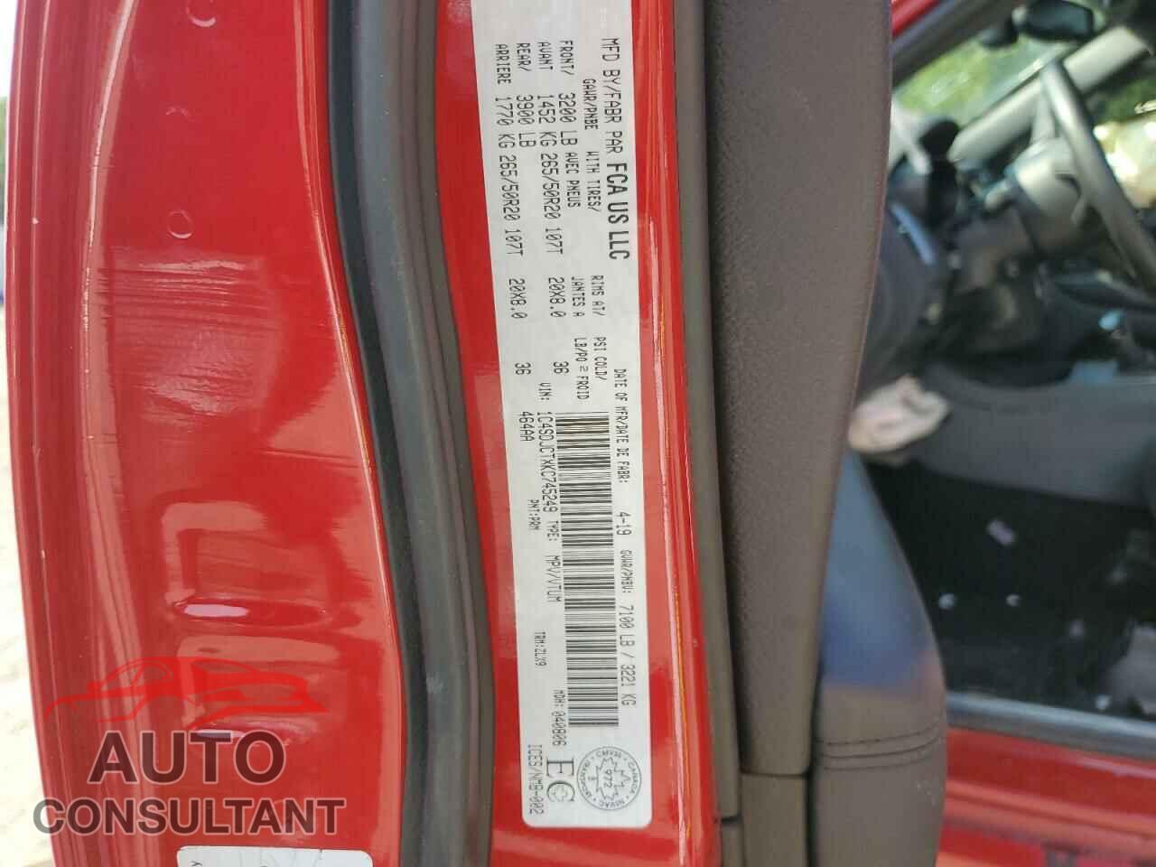 DODGE DURANGO 2019 - 1C4SDJCTXKC745249