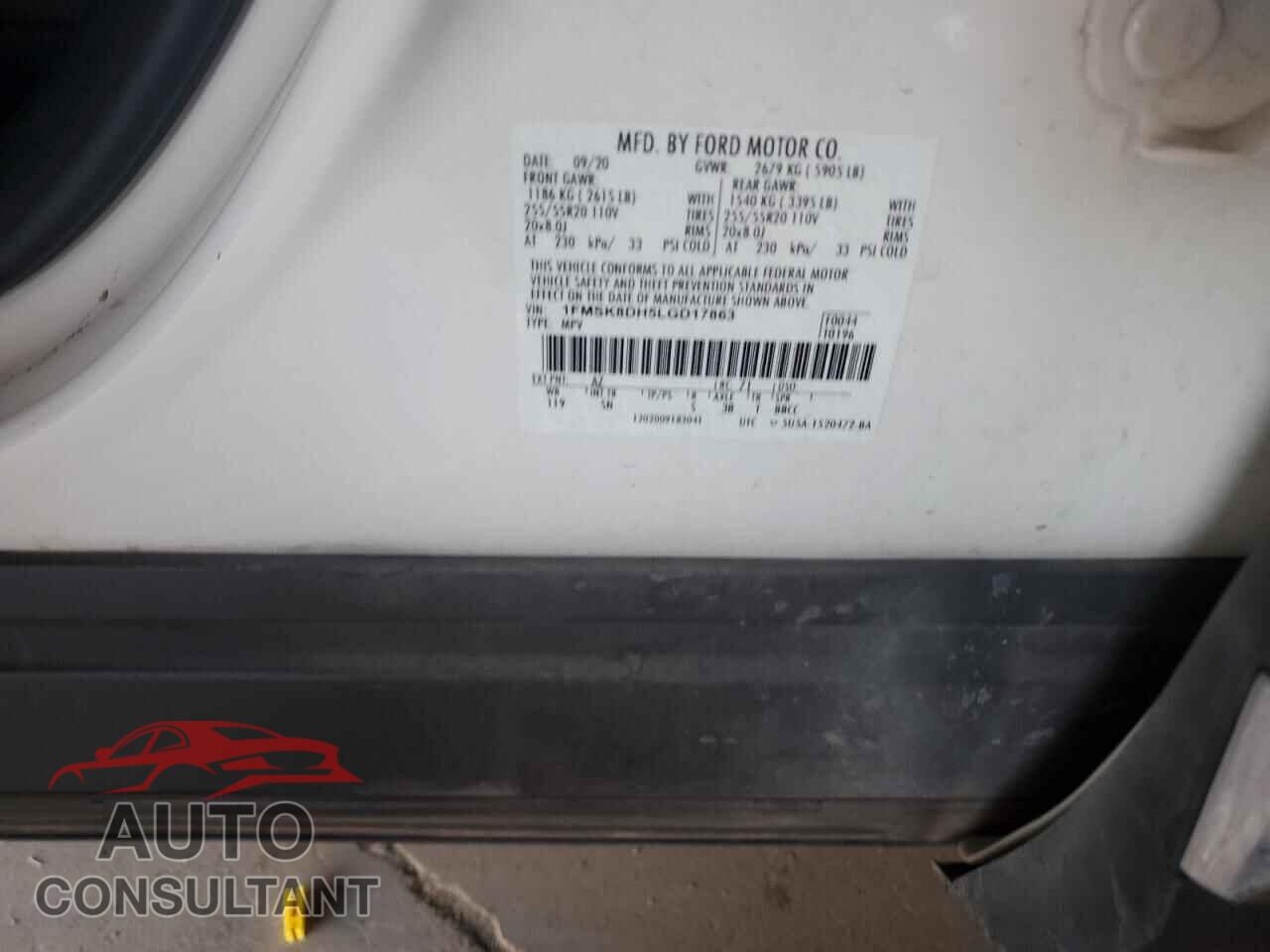 FORD EXPLORER 2020 - 1FMSK8DH5LGD17863