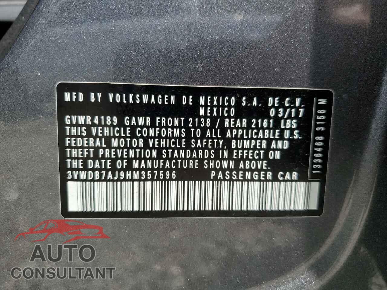 VOLKSWAGEN JETTA 2017 - 3VWDB7AJ9HM357596