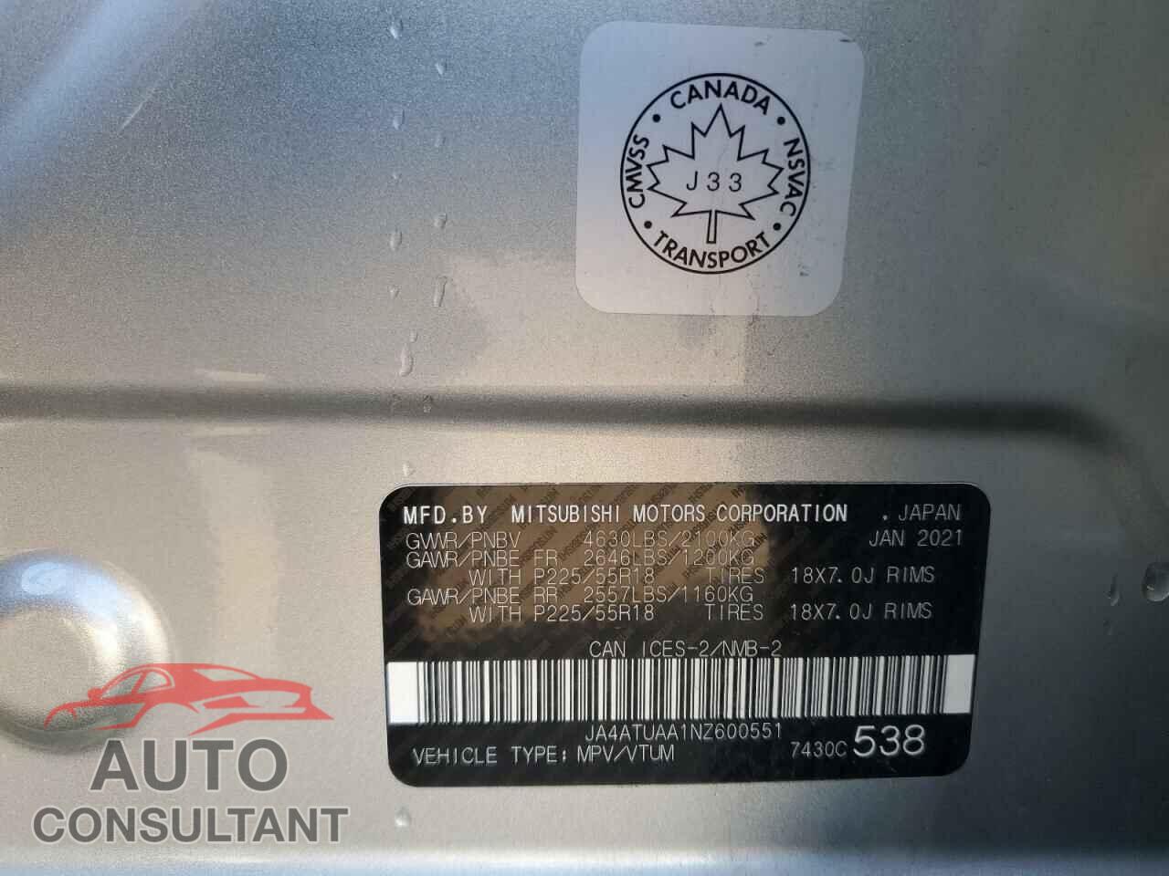 MITSUBISHI ECLIPSE 2022 - JA4ATUAA1NZ600551