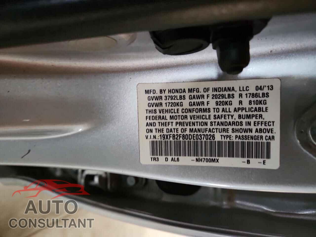 HONDA CIVIC 2013 - 19XFB2F80DE037026