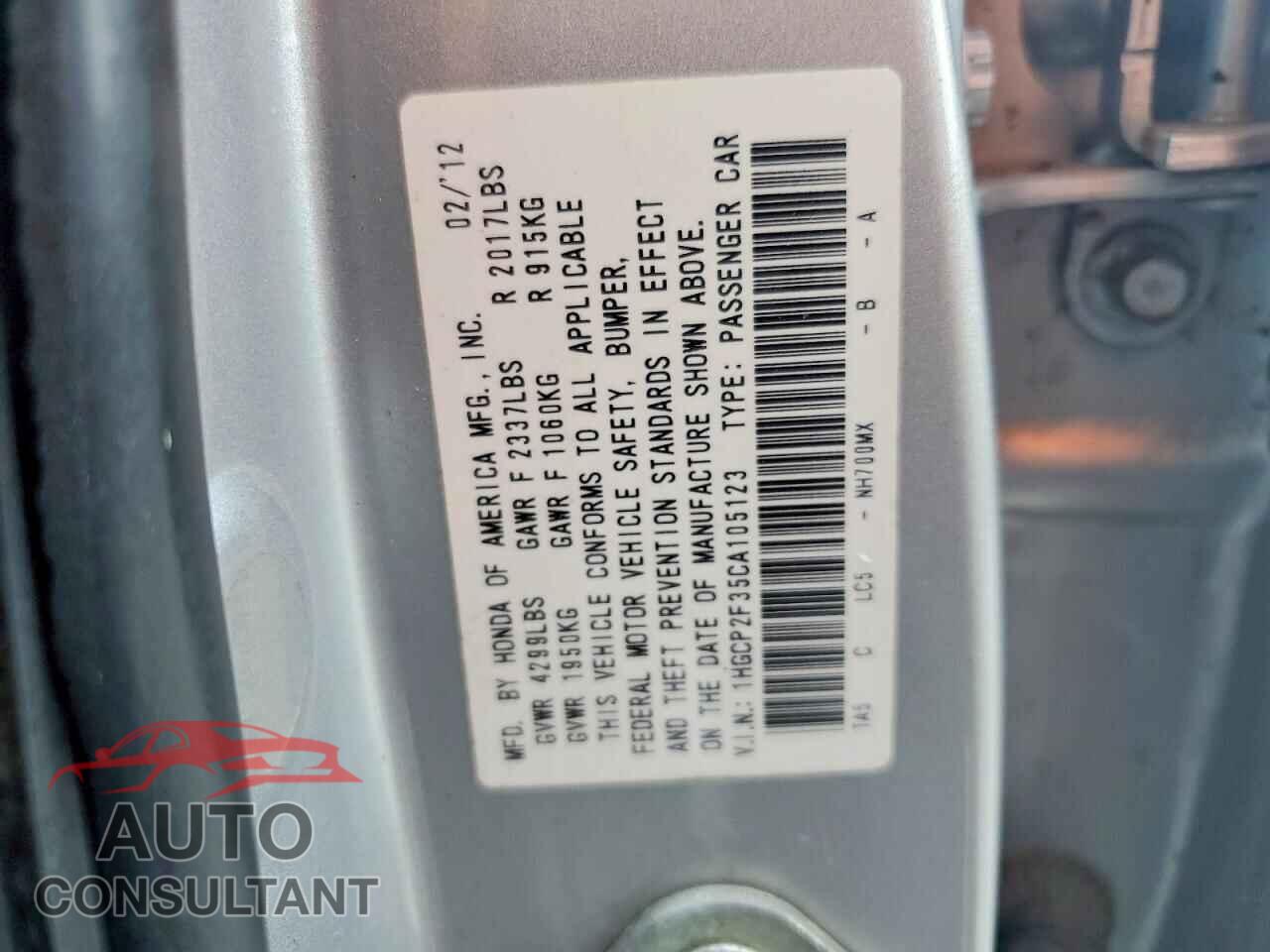 HONDA ACCORD 2012 - 1HGCP2F35CA105123