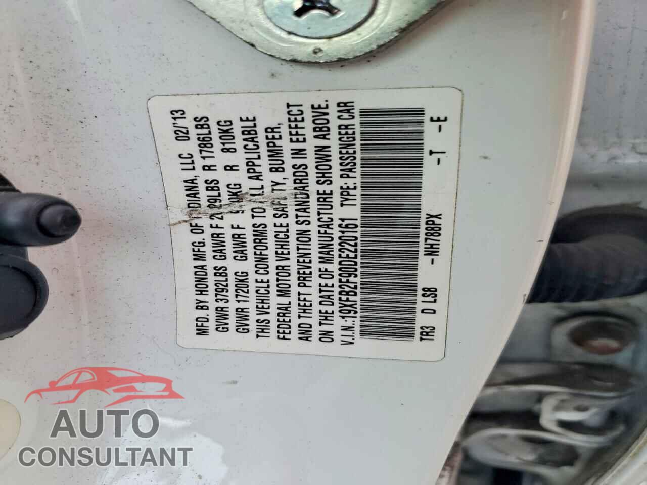 HONDA CIVIC 2013 - 19XFB2F90DE220161