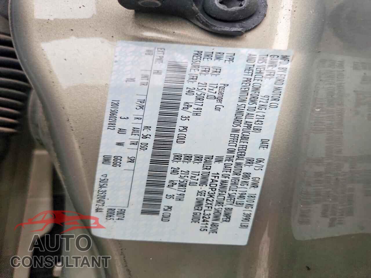 FORD FOCUS 2015 - 1FADP3K2XFL324115