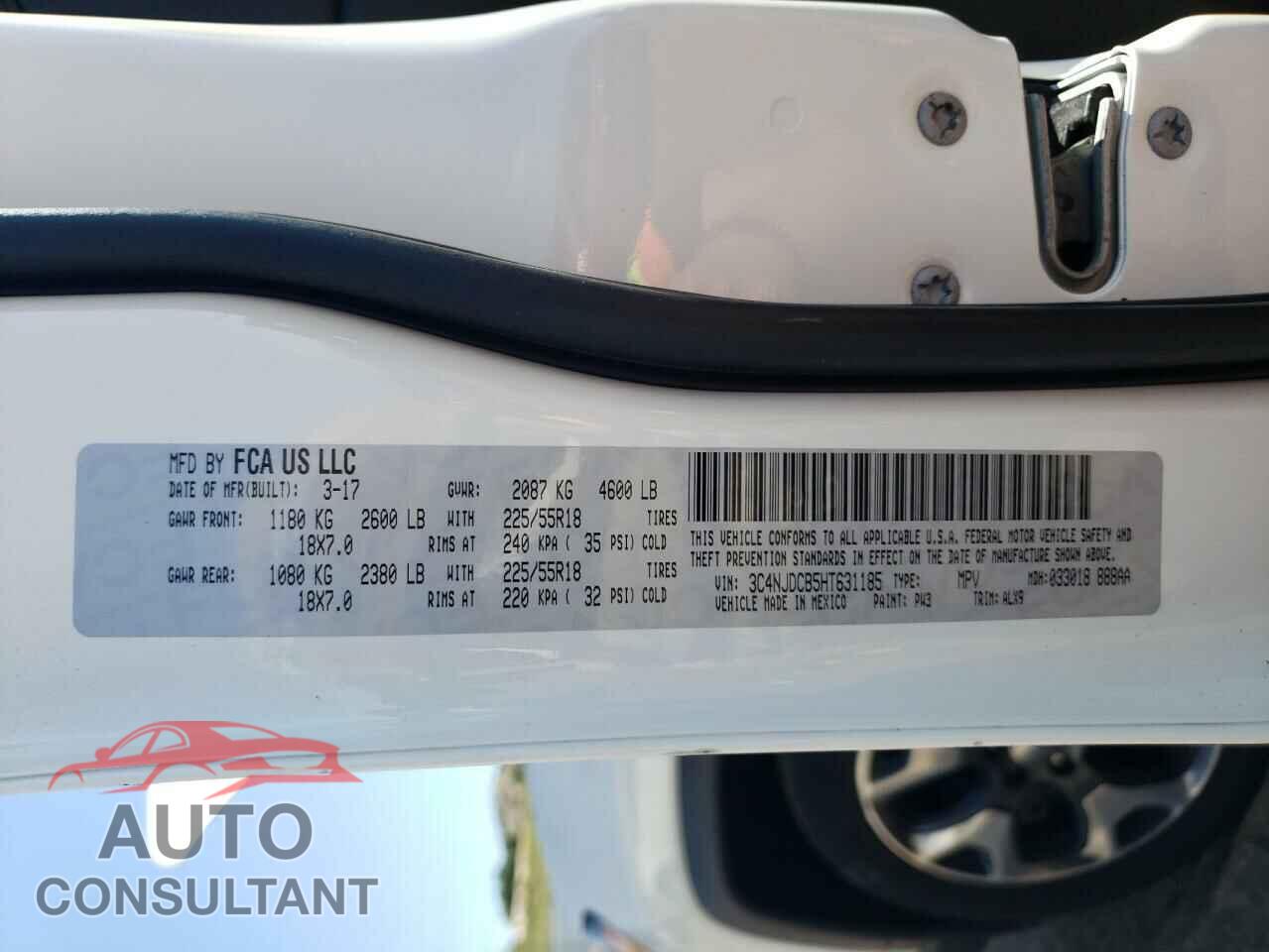 JEEP COMPASS 2017 - 3C4NJDCB5HT631185