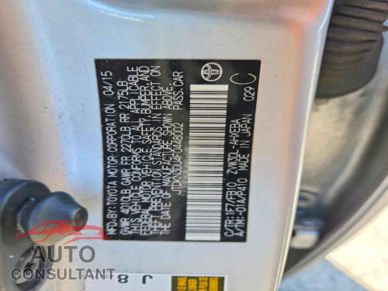 TOYOTA PRIUS 2015 - JTDKN3DU4F0448002