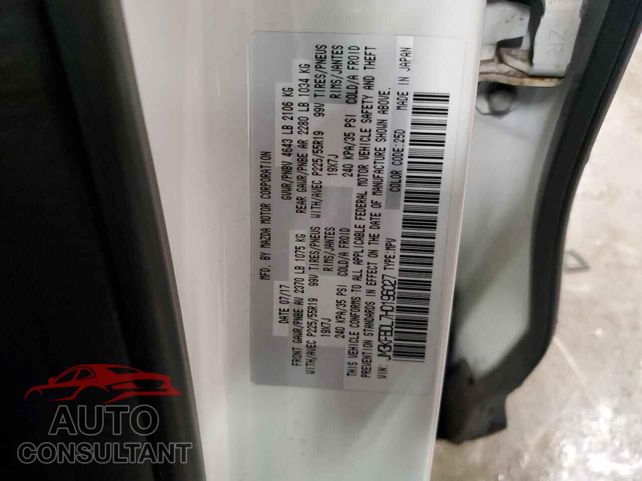 MAZDA CX-5 2017 - JM3KFBDL7H0196027