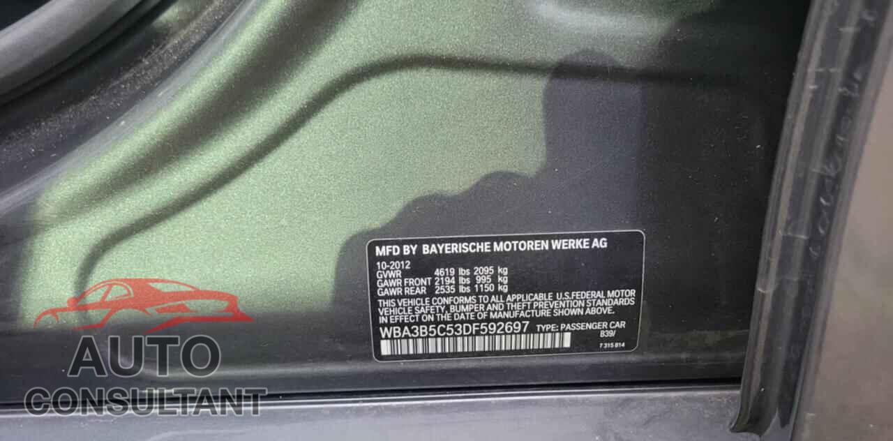 BMW 3 SERIES 2013 - WBA3B5C53DF592697