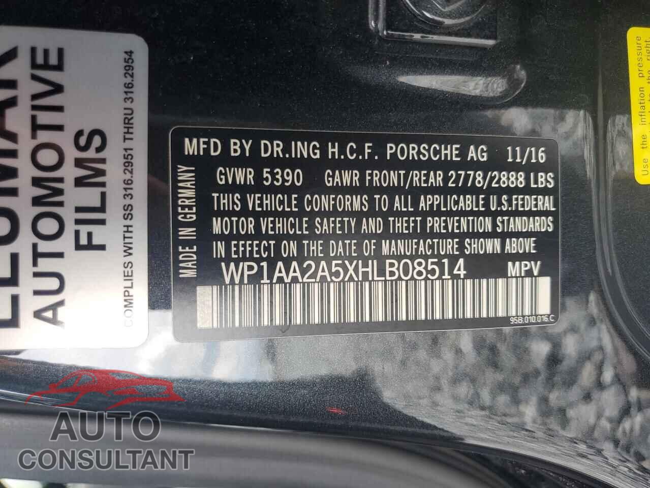 PORSCHE MACAN 2017 - WP1AA2A5XHLB08514