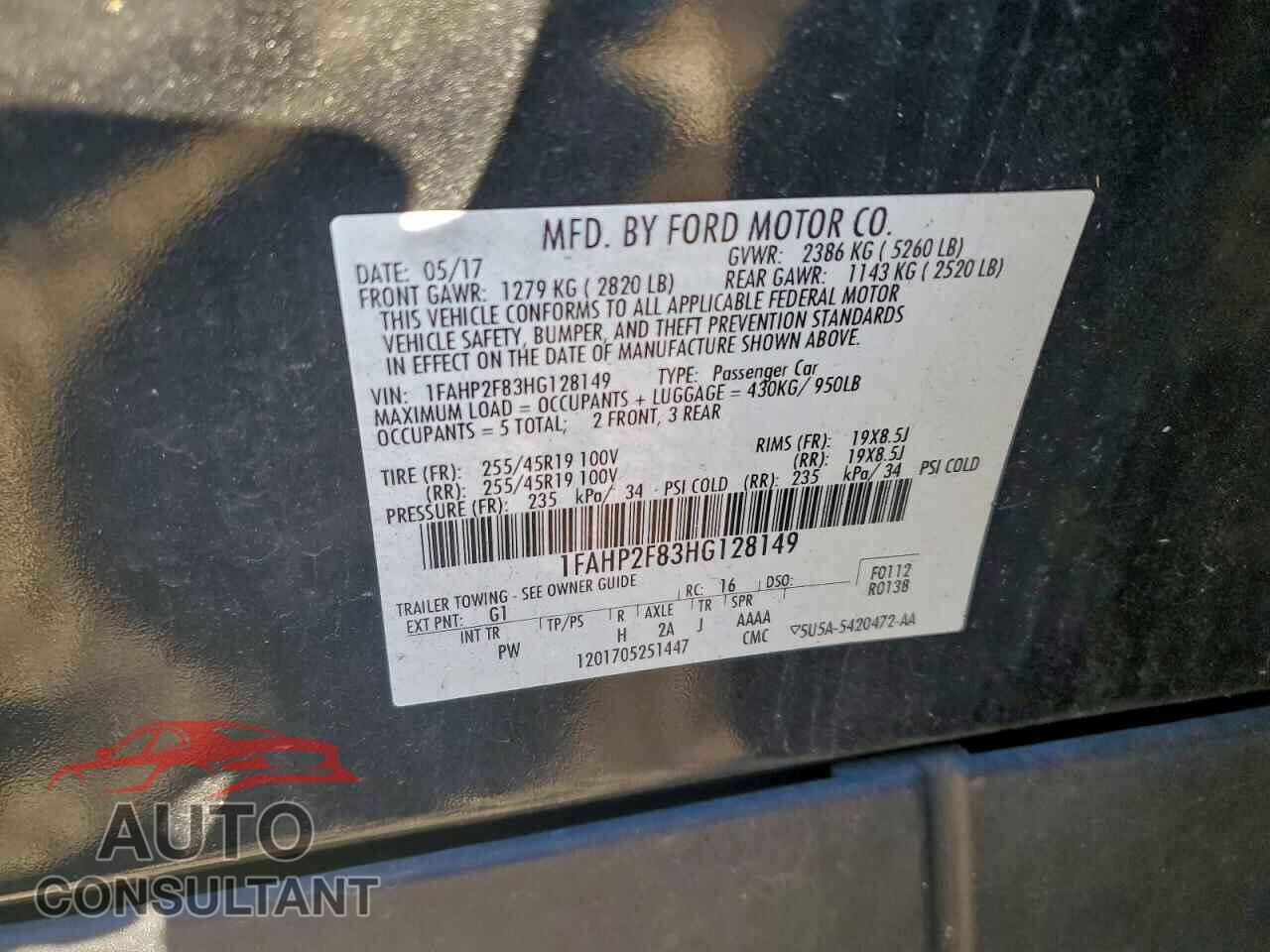 FORD TAURUS 2017 - 1FAHP2F83HG128149