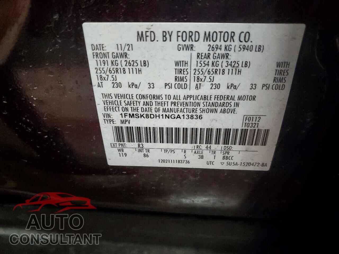 FORD EXPLORER 2022 - 1FMSK8DH1NGA13836