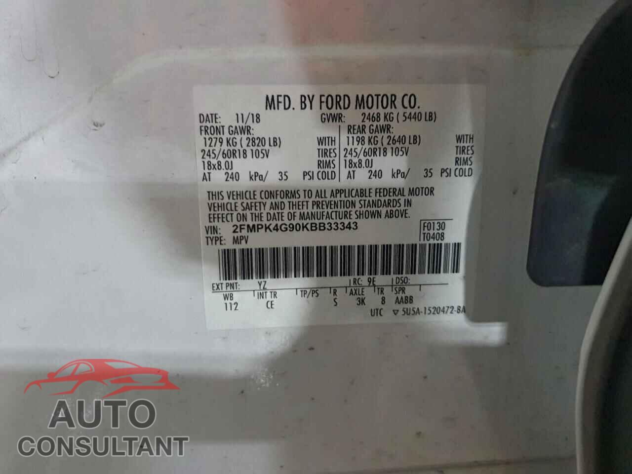 FORD EDGE 2019 - 2FMPK4G90KBB33343