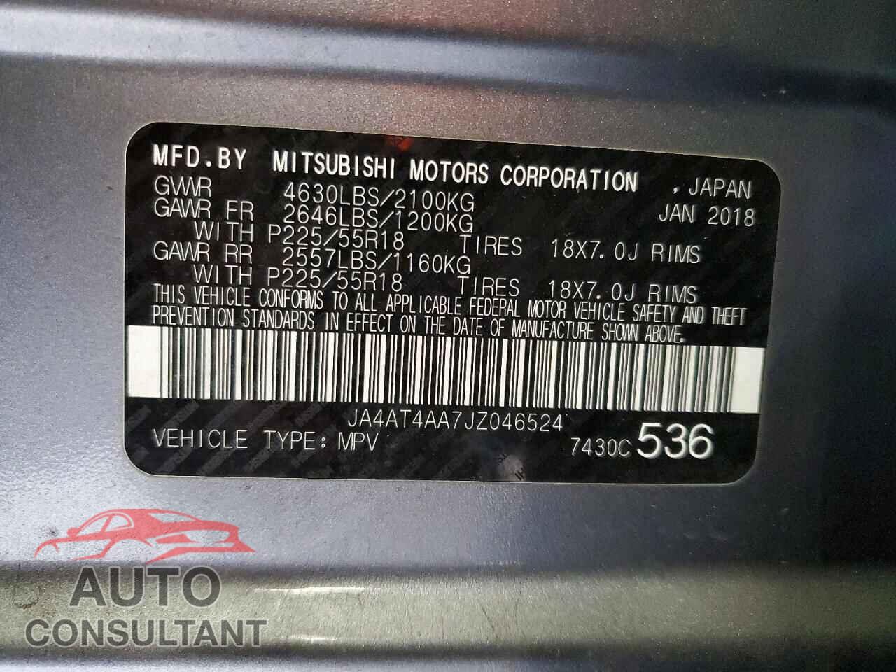 MITSUBISHI ECLIPSE 2018 - JA4AT4AA7JZ046524