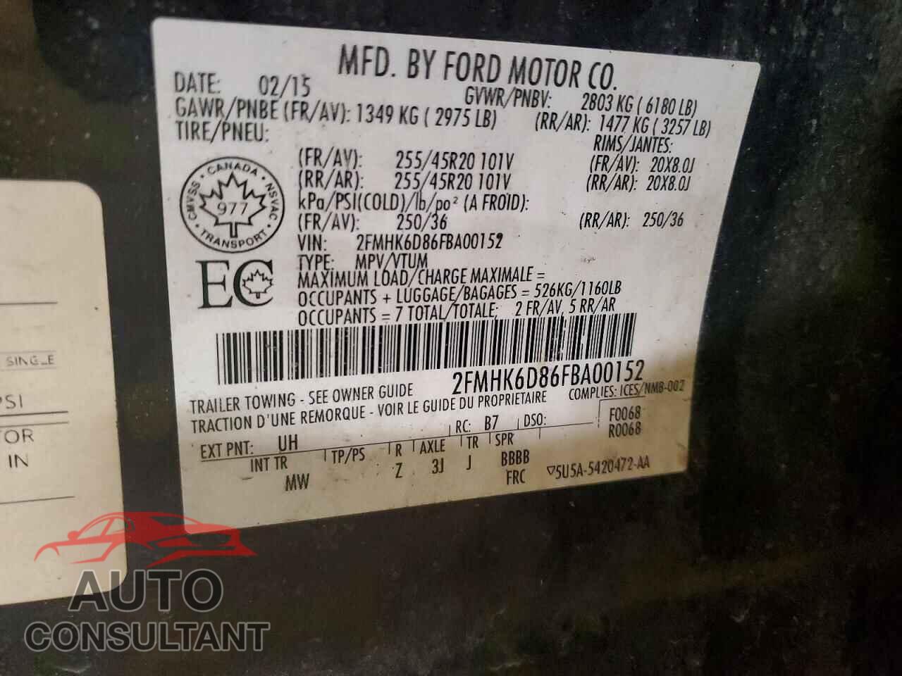 FORD FLEX 2015 - 2FMHK6D86FBA00152