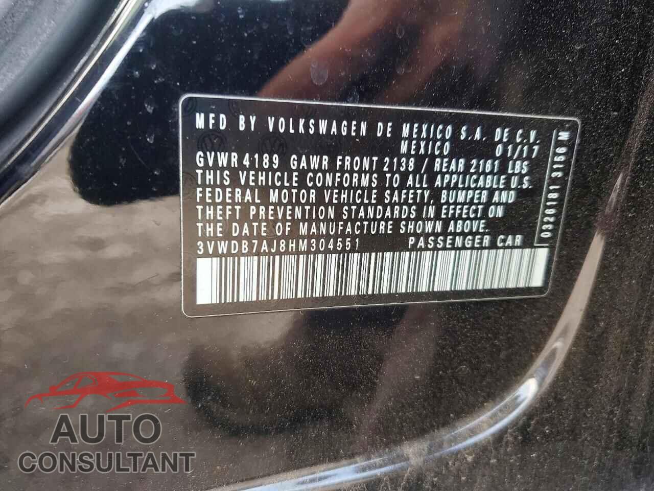 VOLKSWAGEN JETTA 2017 - 3VWDB7AJ8HM304551