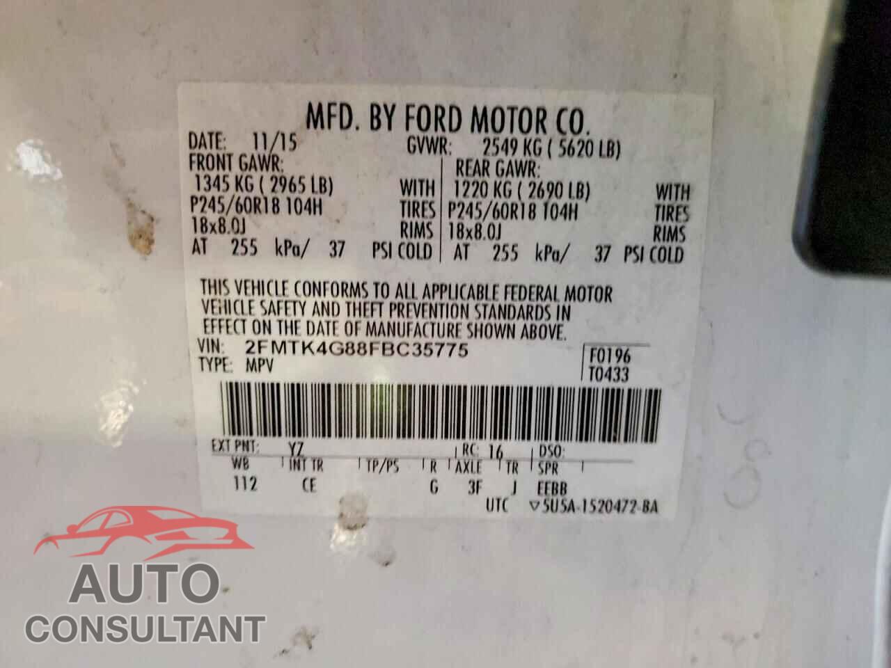 FORD EDGE 2015 - 2FMTK4G88FBC35775
