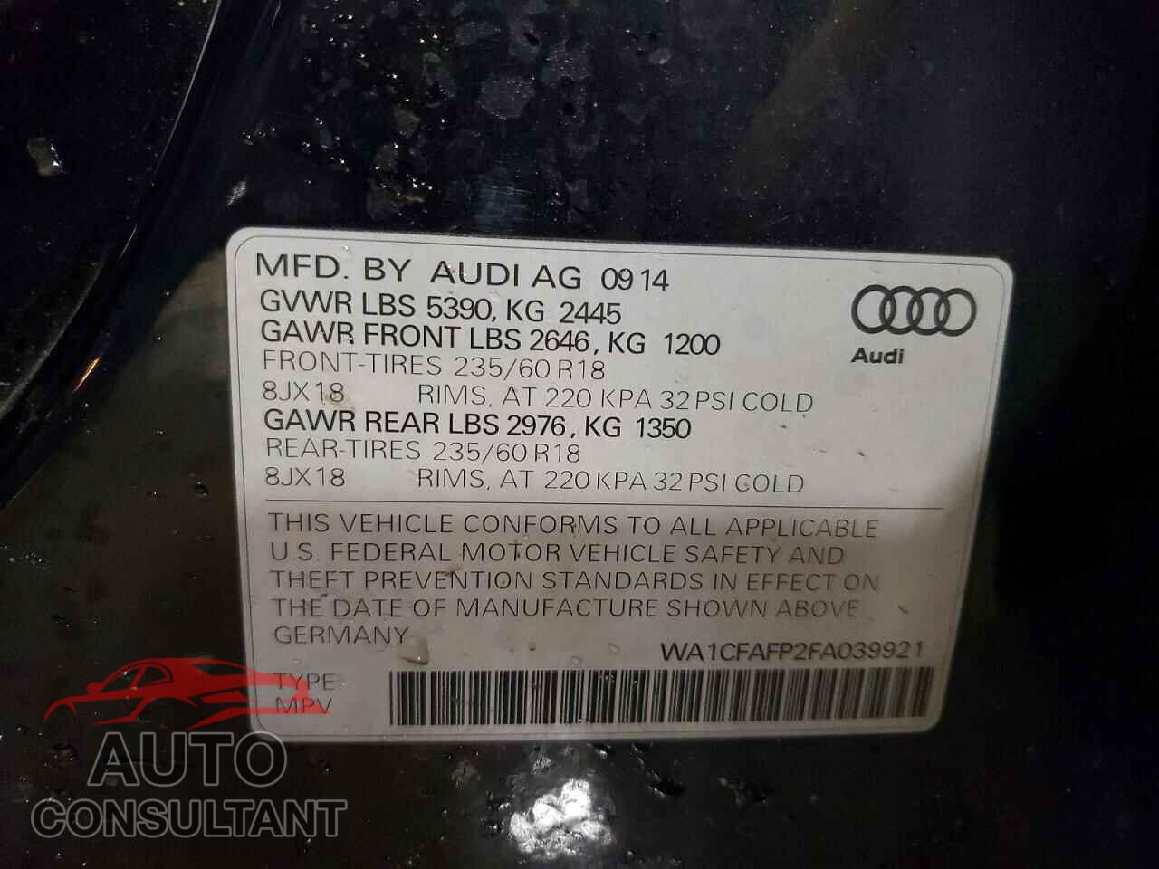 AUDI Q5 2015 - WA1CFAFP2FA039921