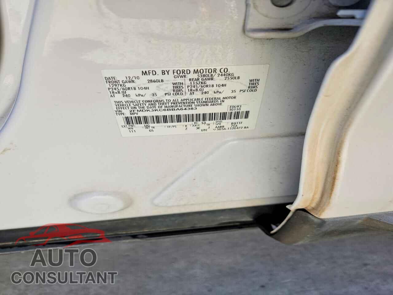 FORD EDGE 2011 - 2FMDK3KC6BBA64383