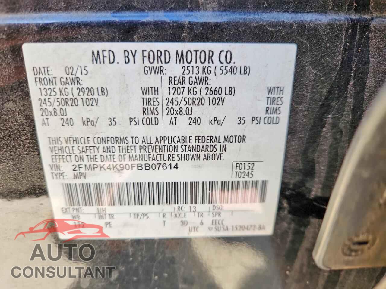 FORD EDGE 2015 - 2FMPK4K90FBB07614