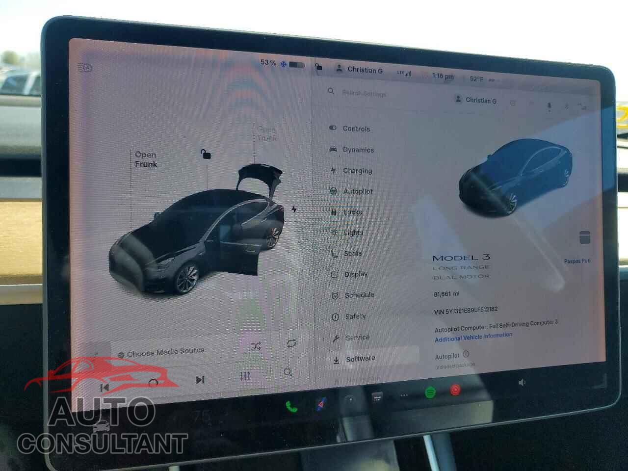 TESLA MODEL 3 2020 - 5YJ3E1EB9LF512182