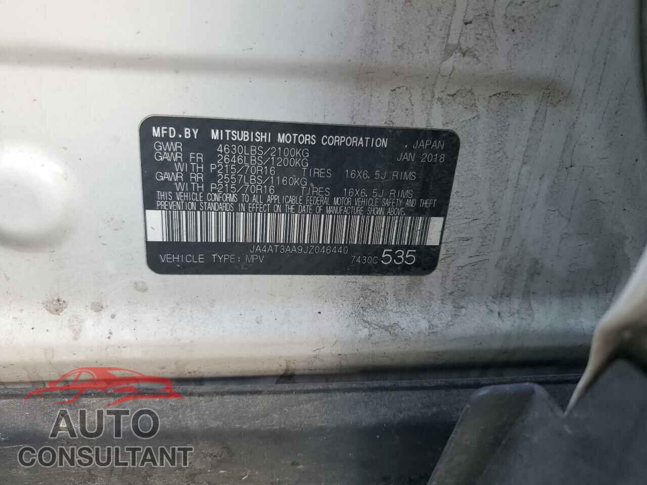 MITSUBISHI ECLIPSE 2018 - JA4AT3AA9JZ046440
